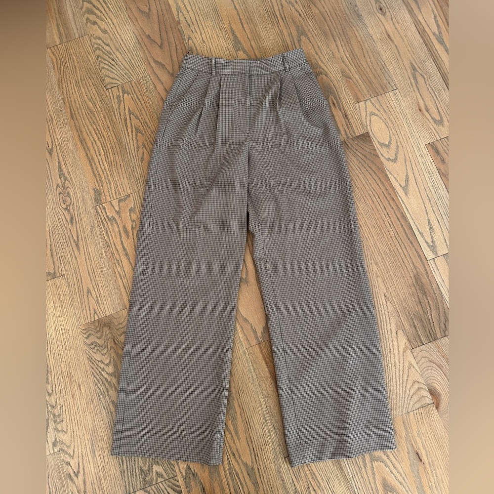 Abercrombie & Fitch Sloan Tailored Wide leg pants Pants Brown Blk Plaid